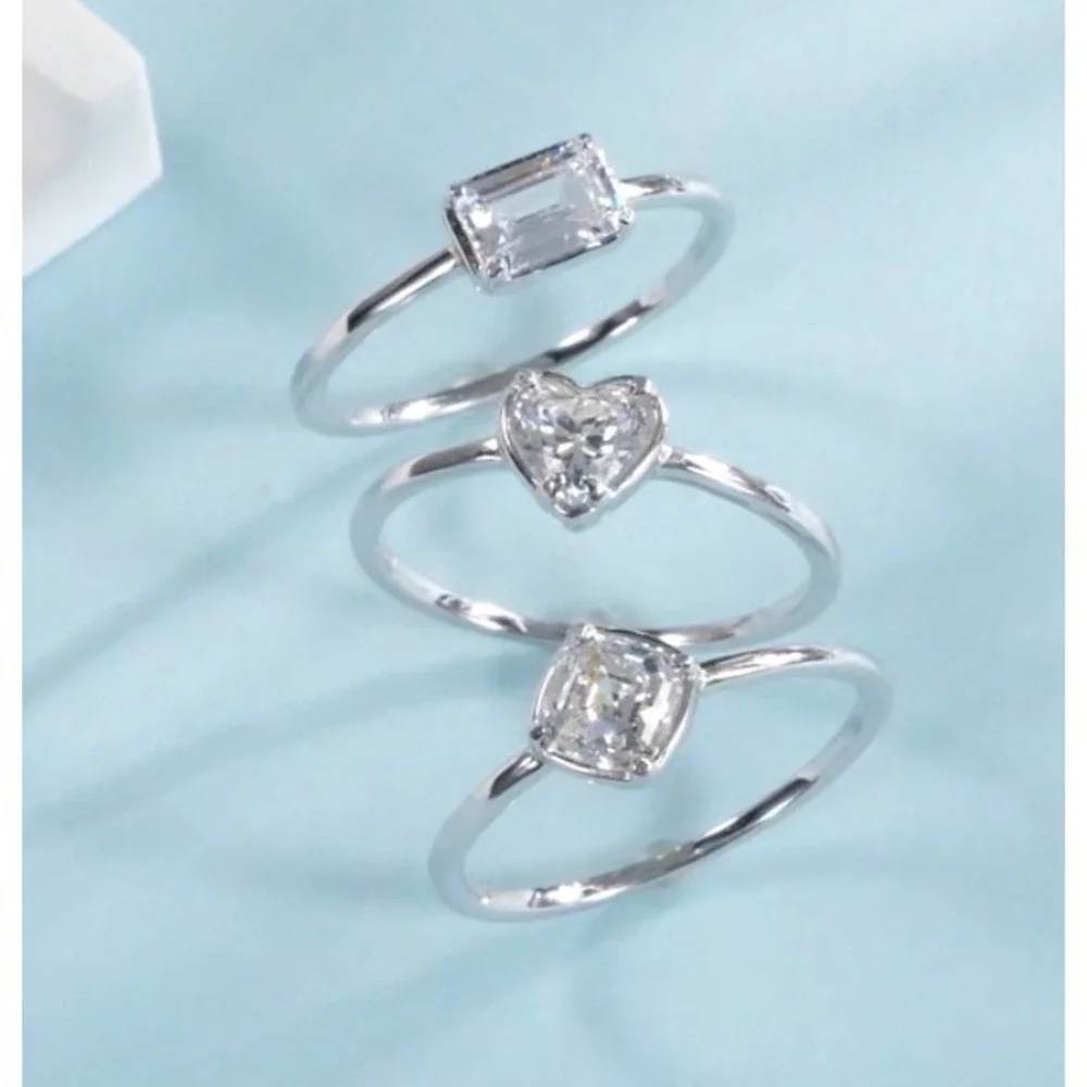 NEW Emerald Cut 5A‎ CZ Ring | Rhodium 925 Sterling Silver, 6